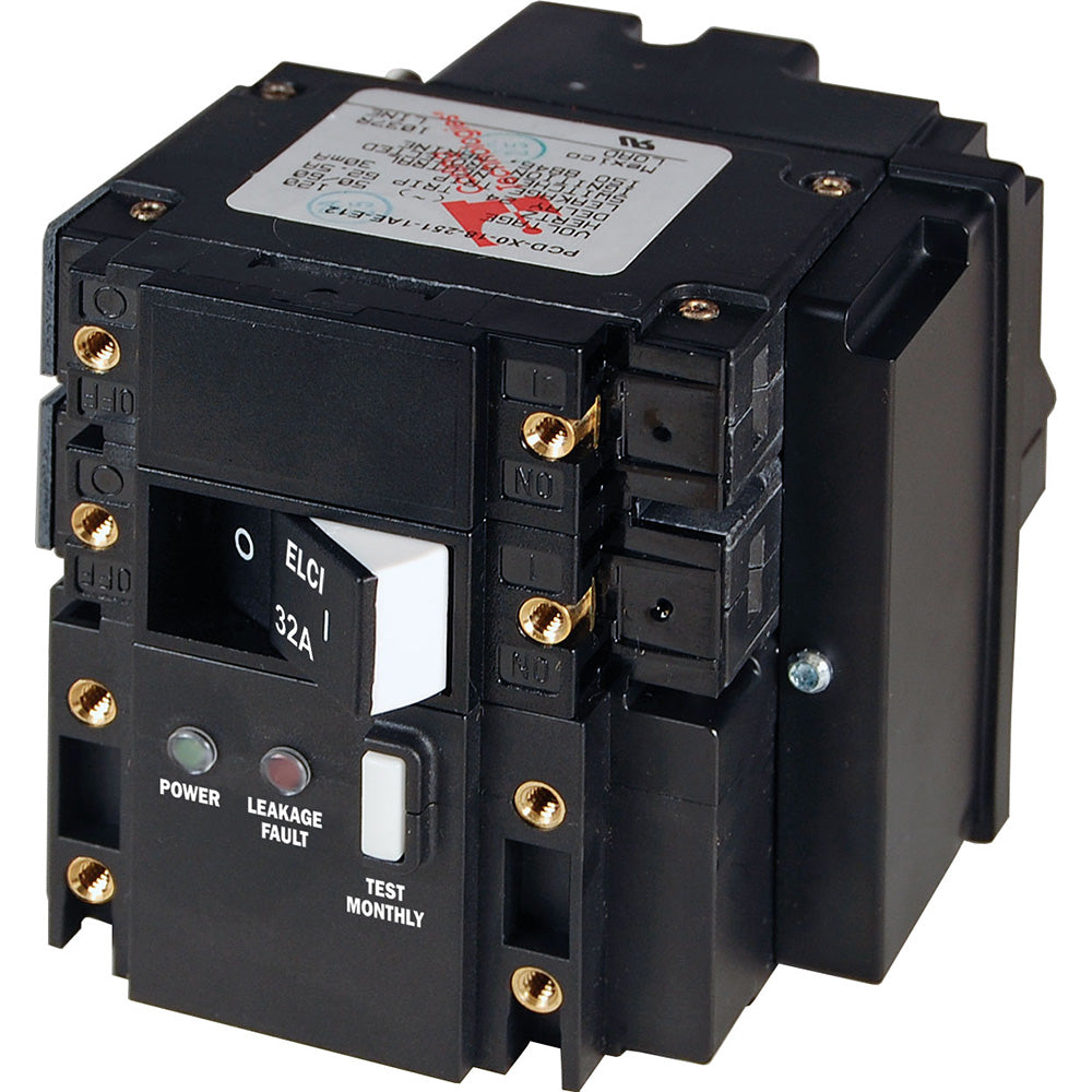 Blue Sea C-Series ELCI Main Circuit Breaker - Double Pole 230V AC 32A