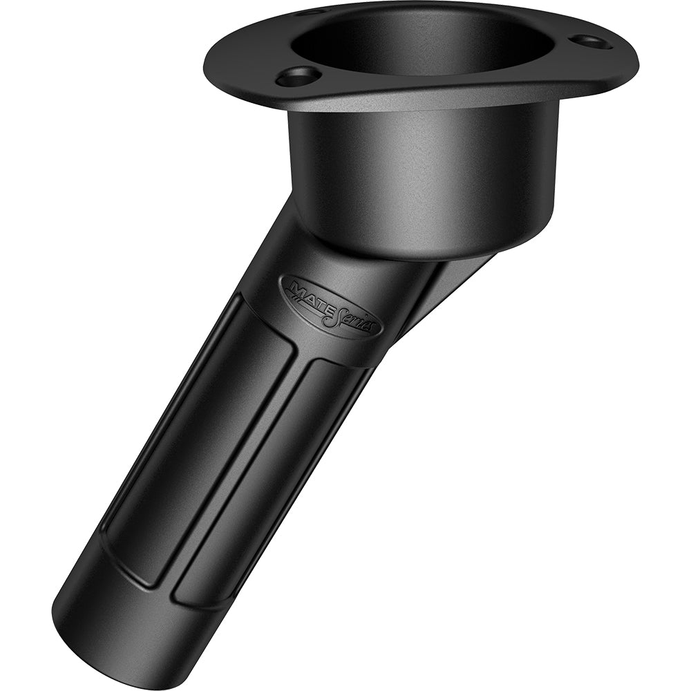 Mate Series Plastic Rod & Cup Holder 30 Degree Open w/Oval Top - Black