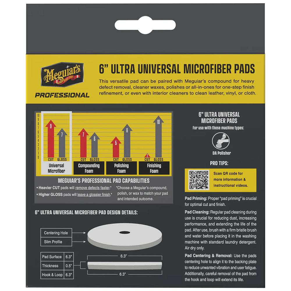 Meguiar's Professional 6" Ultra Universal Microfiber Pads *2-Pack