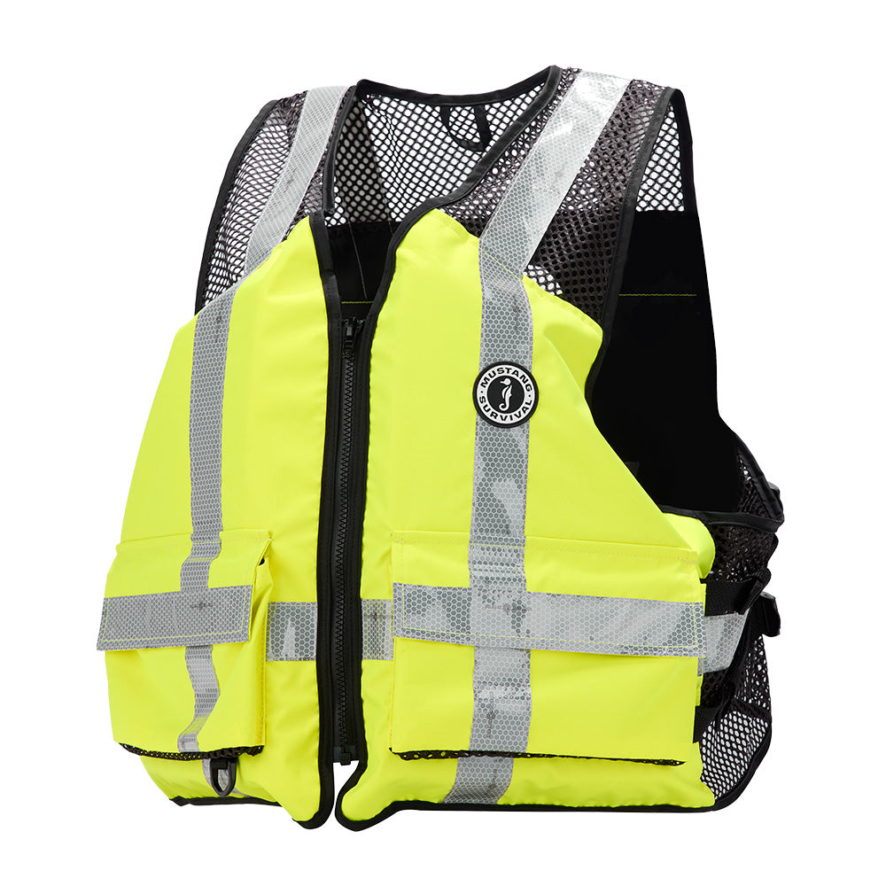 Mustang Industrial Mesh Vest - Hi-Vis Fluorescent Yellow Green - Small/Medium