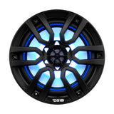 DS18 HYDRO 8" 2-Way Marine Speakers w/RGB LED Lights 375W - Matte Black