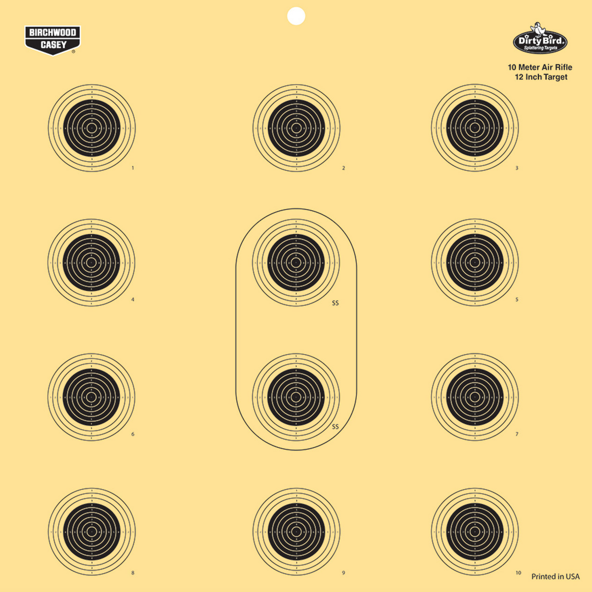 Dirty Bird 12 Inch 10 Meter Air Rifle Reactive Target - 12 Targets