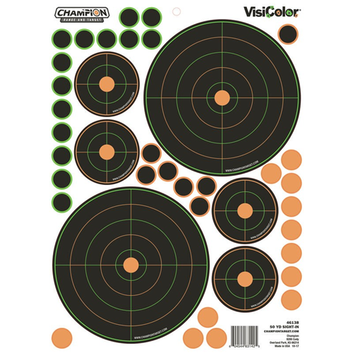 Champion Targets 46138 Adhesive Visicolor Targets, 50 Yard Sight-in Bullseye, 5 Pack