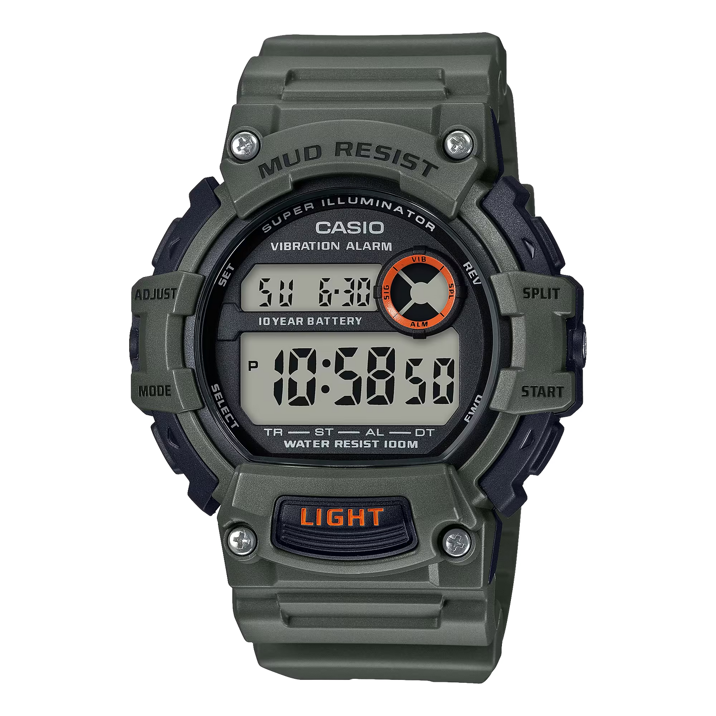 Casio Mud-Resistant Digital Watch w/ Vibration Alarm