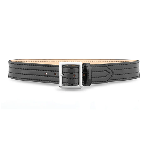 1-3/4" Hi-gloss Leather 4 Row Stitch Garrison Belt With Nickel Buckle
