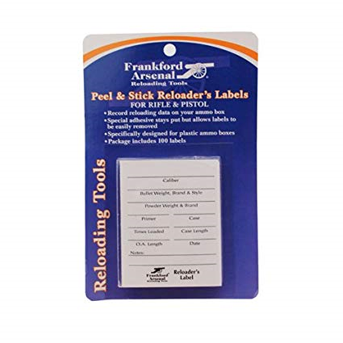 Pistol And Rifle Reloader's Labels