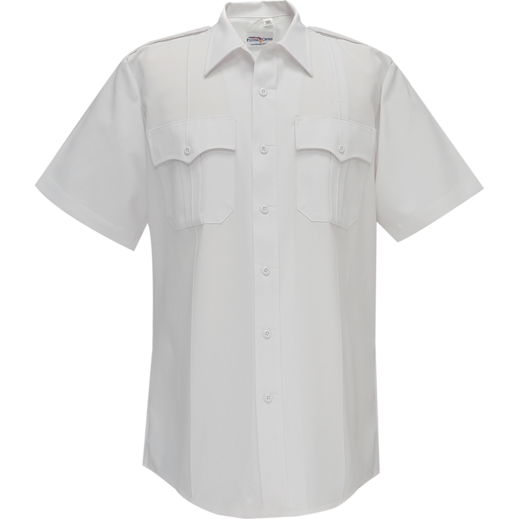 Flying Cross Duro Poplin Short Sleeve Shirt W/ Sewn-in Creases