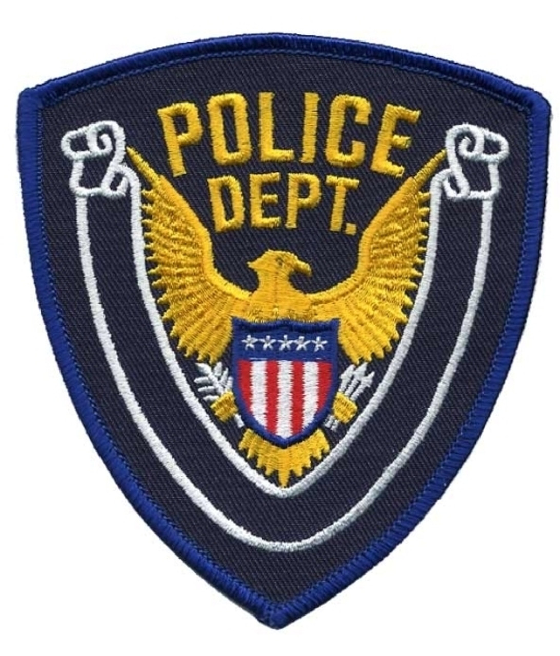 Police Dept Eagle W/ Blank Scroll - Royal Blue/navy - 4''x4.375''