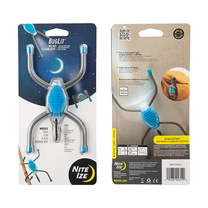 Buglit Micro Flashlight - Bright Blue/charcoal