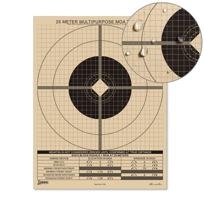 Rite In The Rain 25 Meter Multipurpose Zeroing Target - Moa Adjustment