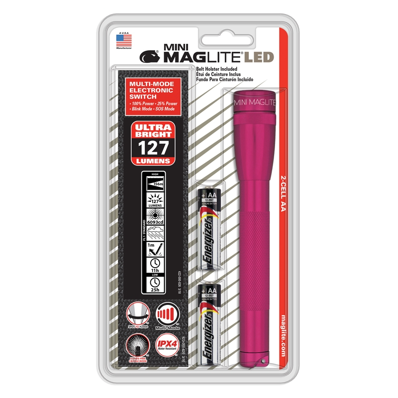 Sp22 Mini Maglite 2 Aa-cell Led Flashlight W/ Holster