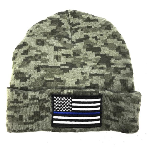 Thin Blue Line Flag Embroidered Beanie