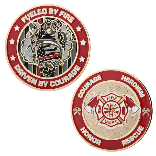 Thin Blue Line Firefighter's Thin Red Line Challenge Coin
