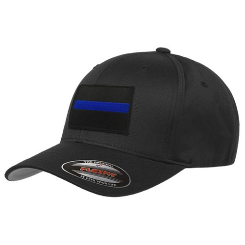 Flexfit Hat - Black Background Thin Blue Line Flag