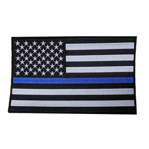 Motorcycle Patch - Thin Blue Line, 6.25 X 10 Inches