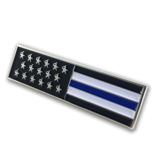 Thin Blue Line Pin - Black Flag with Blue Line