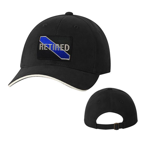 Slide Buckle Hat - Retired Thin Blue Line, Black, Adjustable
