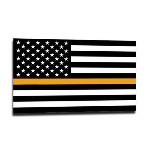 Gold Line American Flag Sticker, 4 X 6 Inches