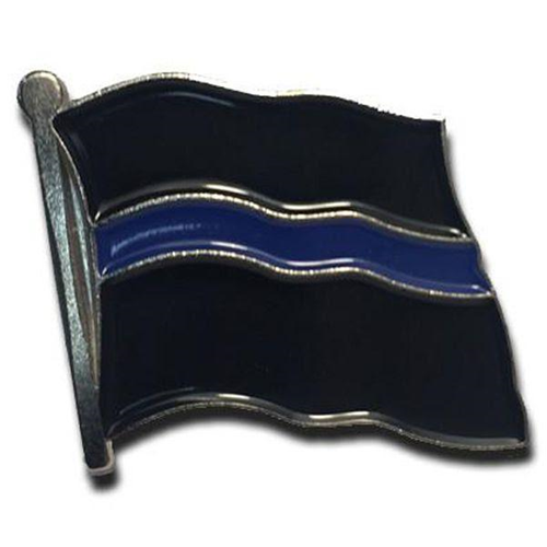 Thin Blue Line Pin - Black Flag With Blue Line