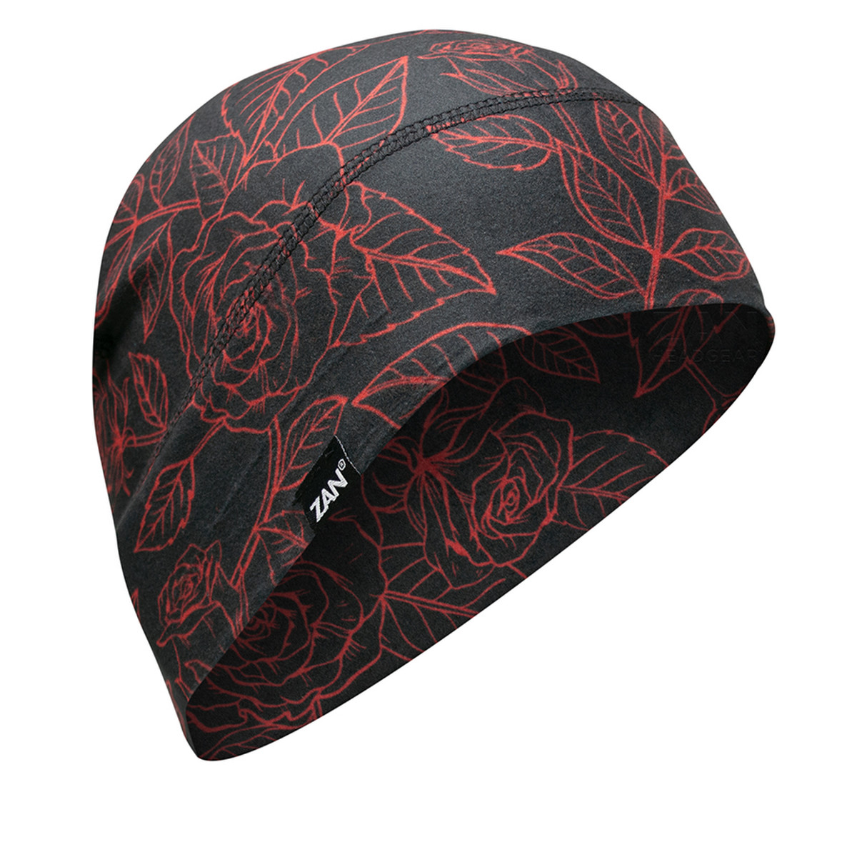 Zan Helmet Liner/beanie Sportflex Series Red & Black Roses