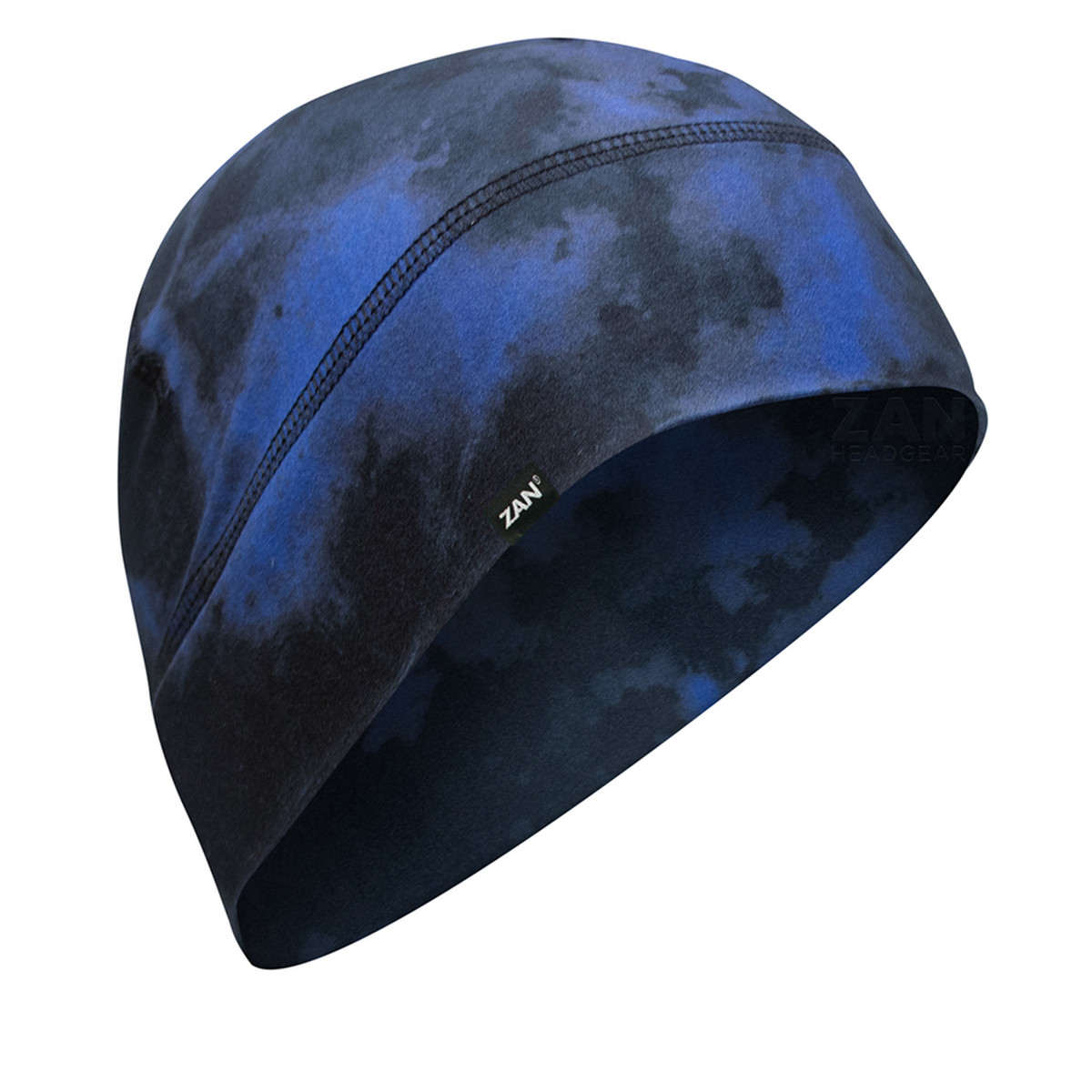Zan Helmet Liner/beanie Sportflex Series Black & Blue Tie Dye