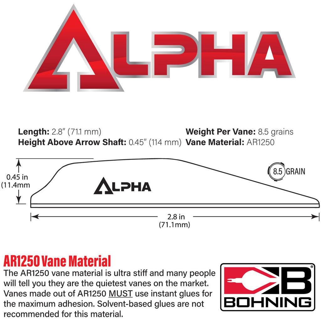 Bohning Alpha Vanes Black 100 Pk.