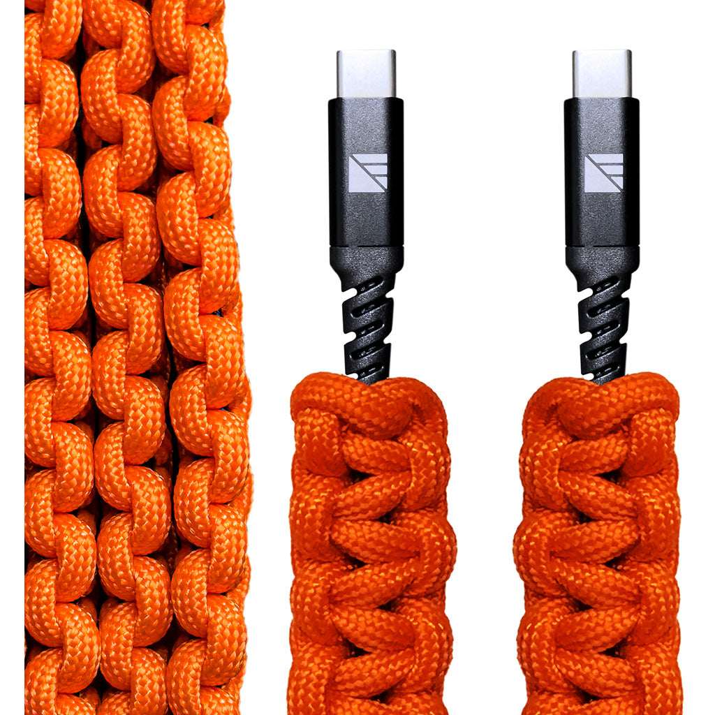 Dark Energy Usb C To C Paracord Cable Orange