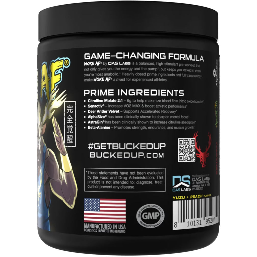 Bucked Up Woke Af Pre-workout Anime Yuza/peach 30 Serving Tub