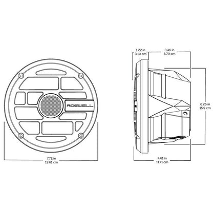 Roswell R Series 6.5” Marine Speakers - Anthracite Grille - 60W RMS & 120W Peak Power