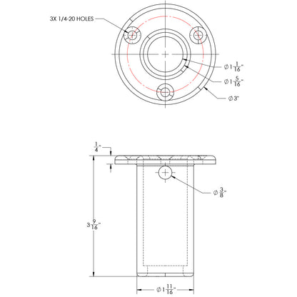 TACO Receiver w/Backing Plate f/Come On Board Handle
