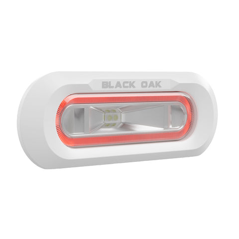 Black Oak Low Pro™ Marine Spreader Light - Flush Mount - White Housing - Red LED