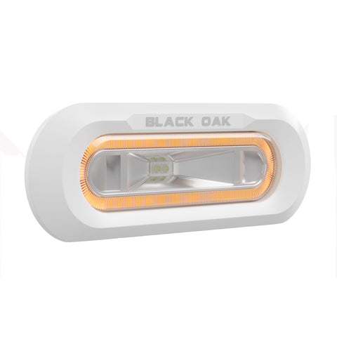 Black Oak Low Pro™ Marine Spreader Light - Flush Mount - White Housing - Amber LED