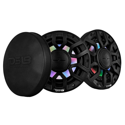 DS18 6.5" 2-Way Coaxial Marine Speakers w/Digital LED Lights & Bullet Tweeter - Black - 150W, 4-Ohm