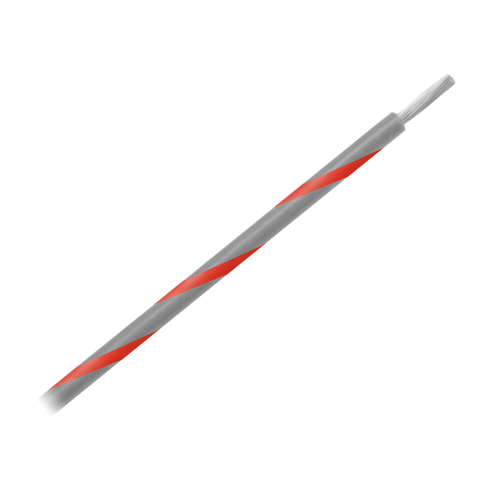 Pacer 14 AWG Gauge Striped Marine Wire 500' Spool - Grey w/Red Stripe