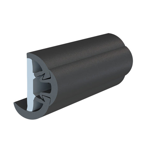 TACO SuproFlex Rub Rail Kit w/Flex Vinyl Overlay Insert - 2"H x 1-1/4"W x 60'L - Black w/Black Insert