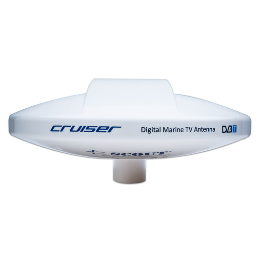 Scout Cruiser 10" White TV Antenna Omnidirectional w/20M, 75 ohms, Cable