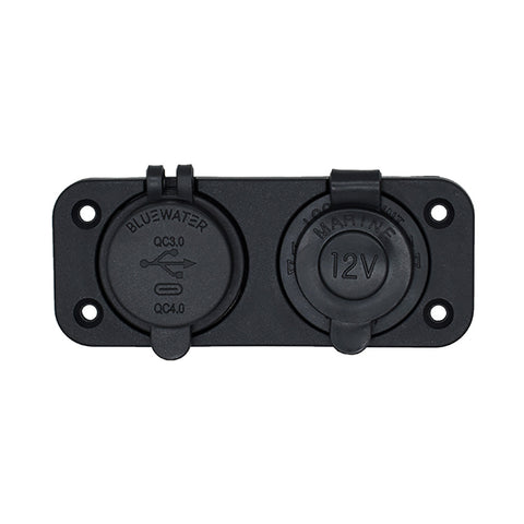 Bluewater Dual USB/USB-C 12V Combo Receptacle w/Plate
