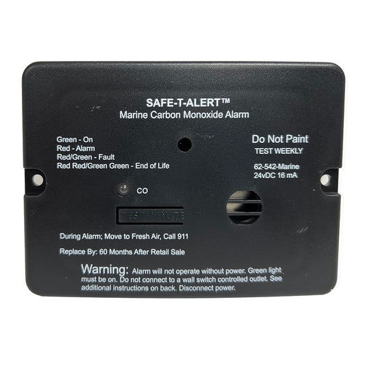 Safe-T-Alert 62 Series Carbon Monoxide Alarm - 24V Flush Mount - Black w/Relay