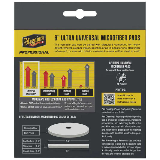 Meguiar's Professional 6" Ultra Universal Microfiber Pads *2-Pack
