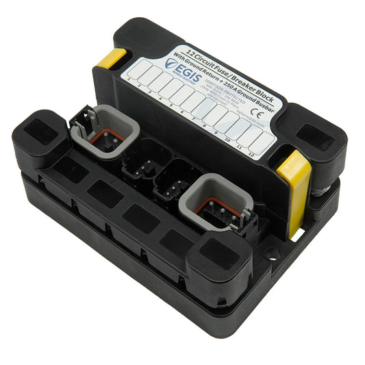 Egis MT Series 6+6 Sealed Fuse Block w/Ground Busbar