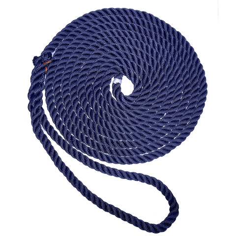 New England Ropes 1/2" Premium 3-Strand Dock Line - Navy Blue - 15'