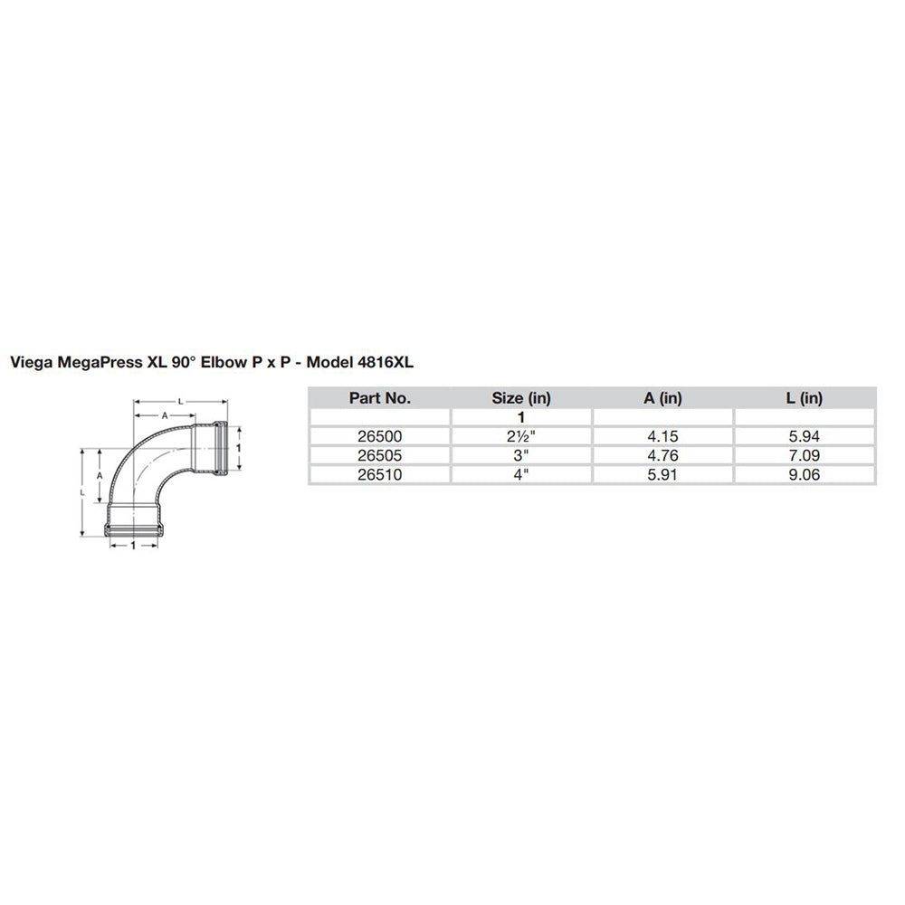 Viega MegaPress 3" 90° Carbon Steel Elbow w/FKM - Double Press Connection - Smart Connect Technology