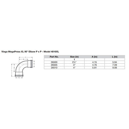 Viega MegaPress 4" 90° Carbon Steel Elbow w/FKM - Double Press Connection - Smart Connect Technology