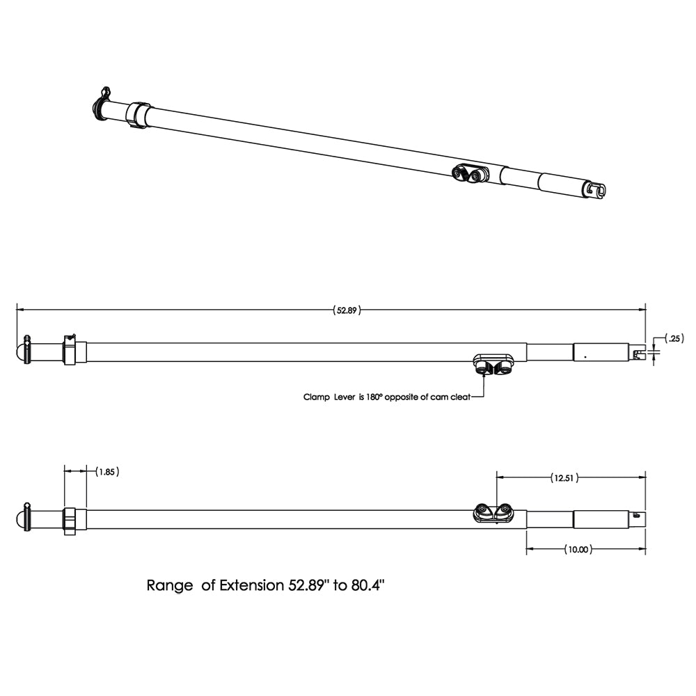 TACO Tele-Sun Carbon Fiber Shade Pole w/Carry Bag