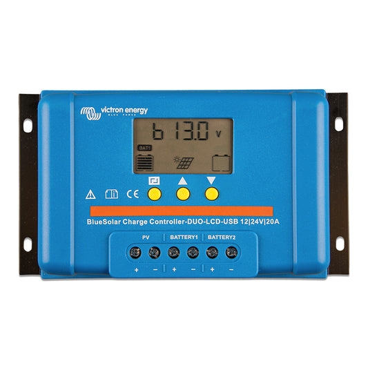Victron BlueSolar PWM Charge Controller (DUO) LCD & USB Charge Control - 12/24VDC - 20A