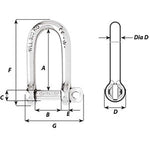 Wicahrd Self-Locking Long D Shackle - Diameter 5mm - 3/16"