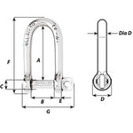 Wichard Self-Locking Long D Shackle - Diameter 6mm - 1/4"