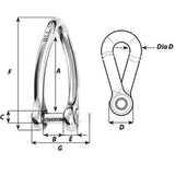 Wichard Captive Pin Twisted Shackle - Diameter 6mm - 1/4"