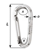 Wichard Symmetric Carbine Hook Without Eye - Length 80mm - 5/16"