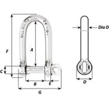 Wichard Self-Locking Long D Shackle - 10mm Diameter - 13/32"